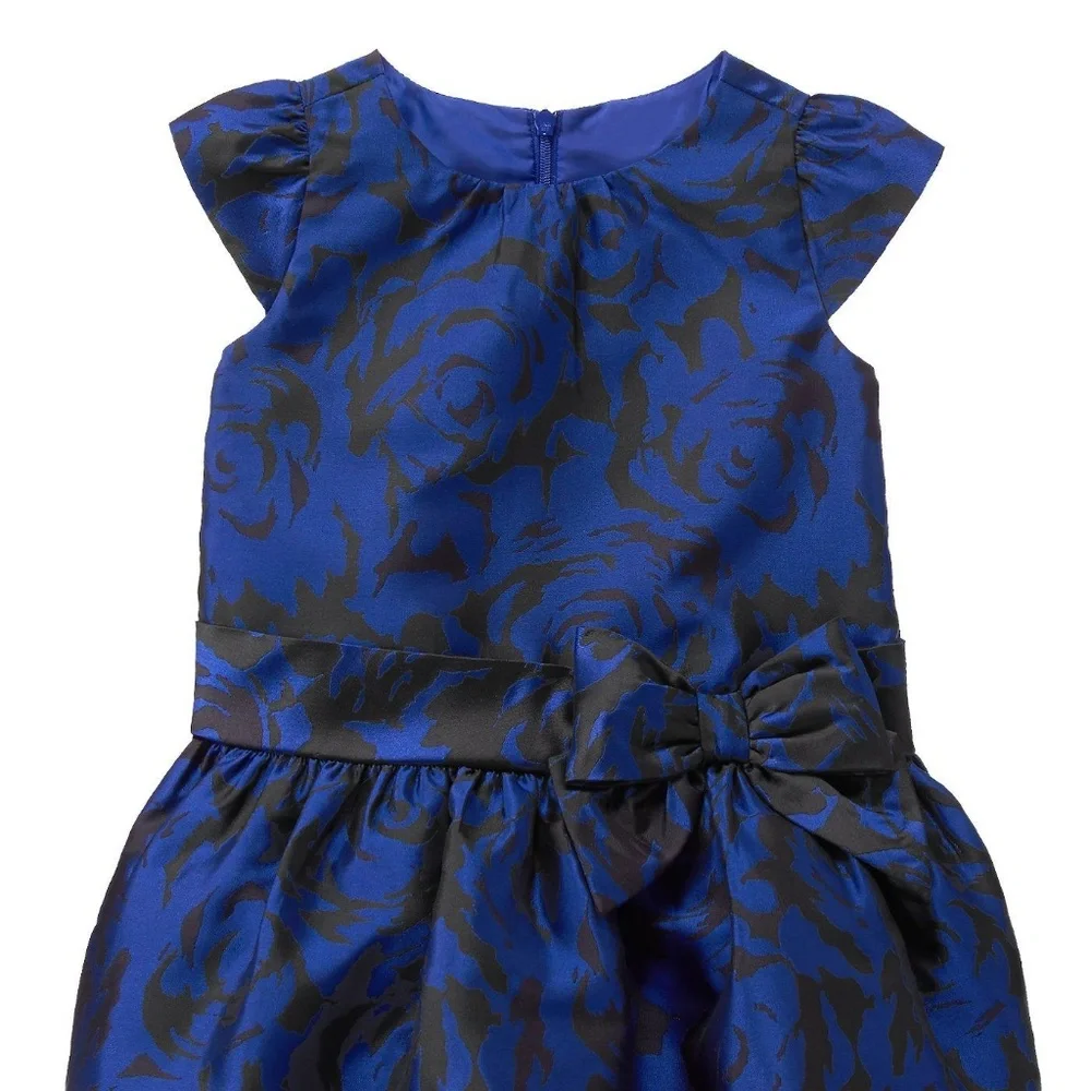 Gymboree Holiday‎ Special Occasion A-line Dress Royal Blue Floral 2T 4T 5